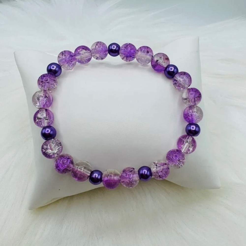 Gradient Glass Beaded Bracelet Style A Purple